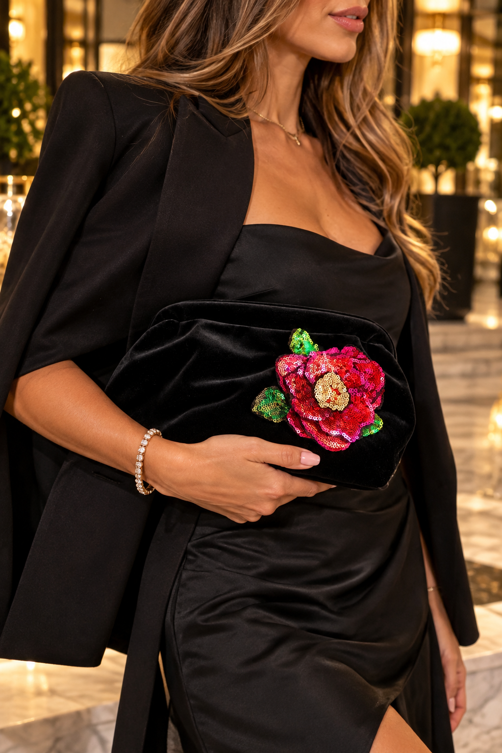 Clutch pochette velvet flower Edition limited