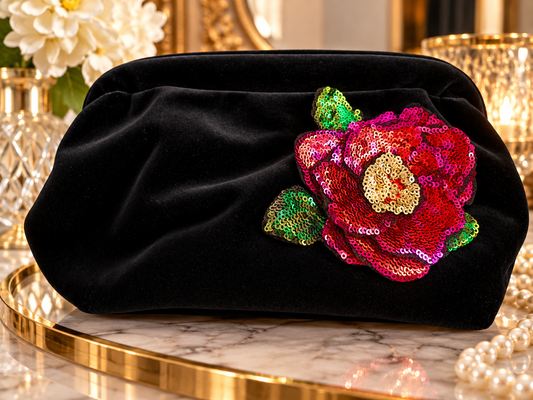 Clutch pochette velvet flower Edition limited